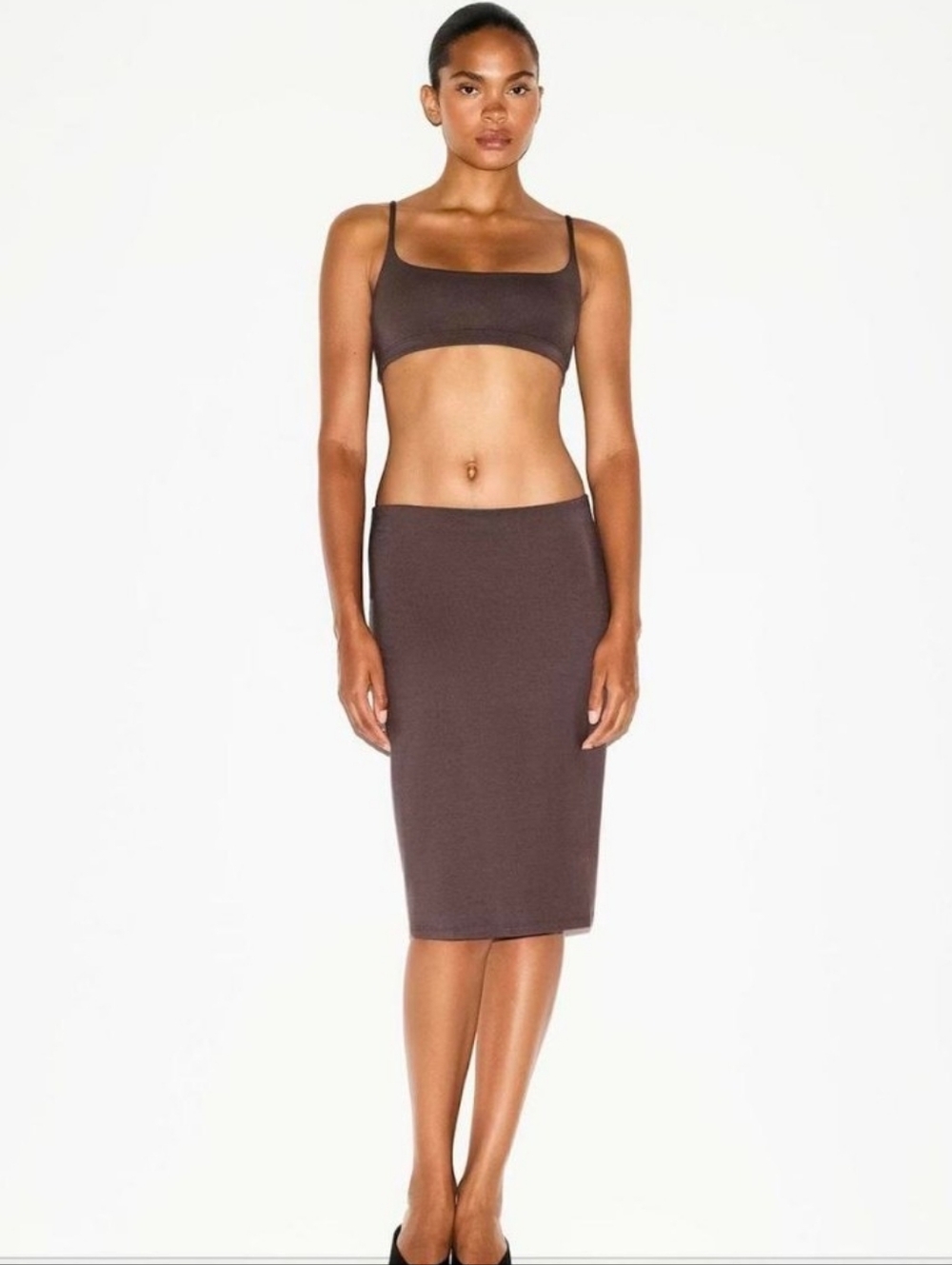 Women's Brown Midi Skirt - Classic Straight Silhouette